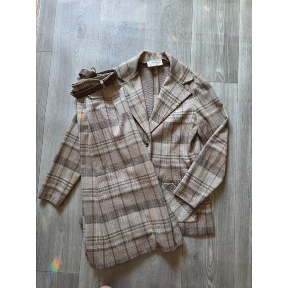 Glen Echo Sportswear Plaid Wool Womens Blazer & Wide-Leg Pants Set Size 8 - Picture 2 of 15